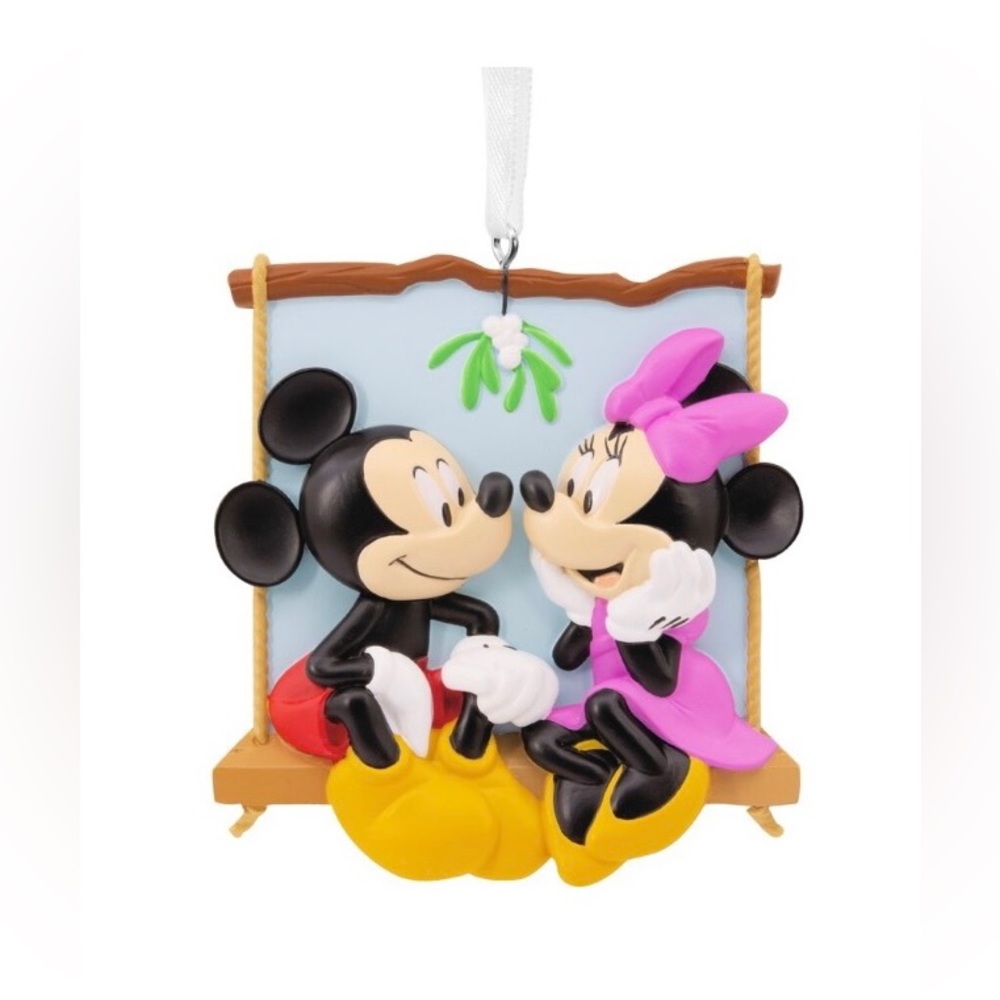 Disney Minnie and Mickey Mouse Christmas Tree Ornament On a Swing